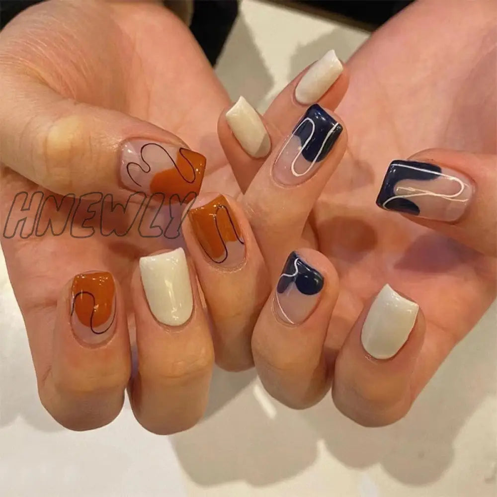 24Pcs/Box Long T Handmade Valentine’s Day French Flame Wave Love With Diamond False Nail