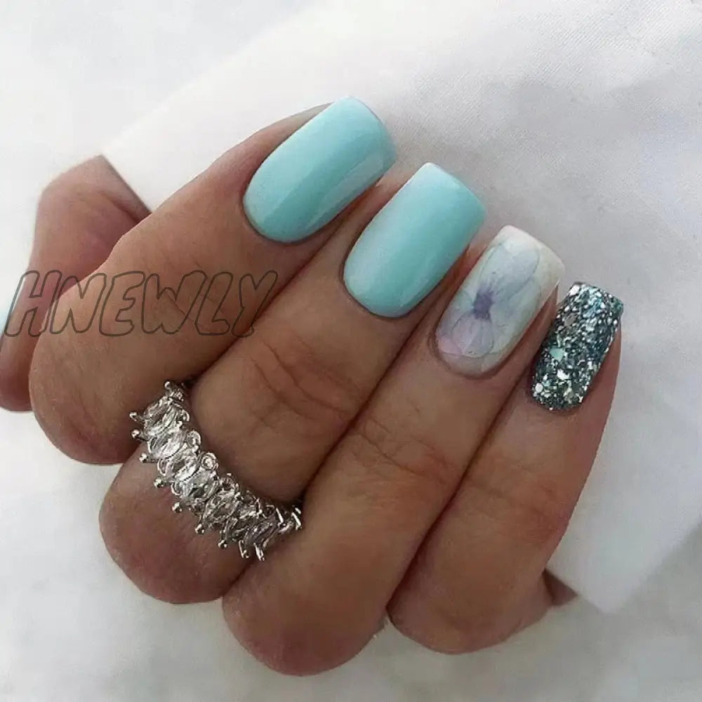 24Pcs Summer False Nails With Designs Charms Flame Long Ballerina Fake Nails Wearable Coffin French