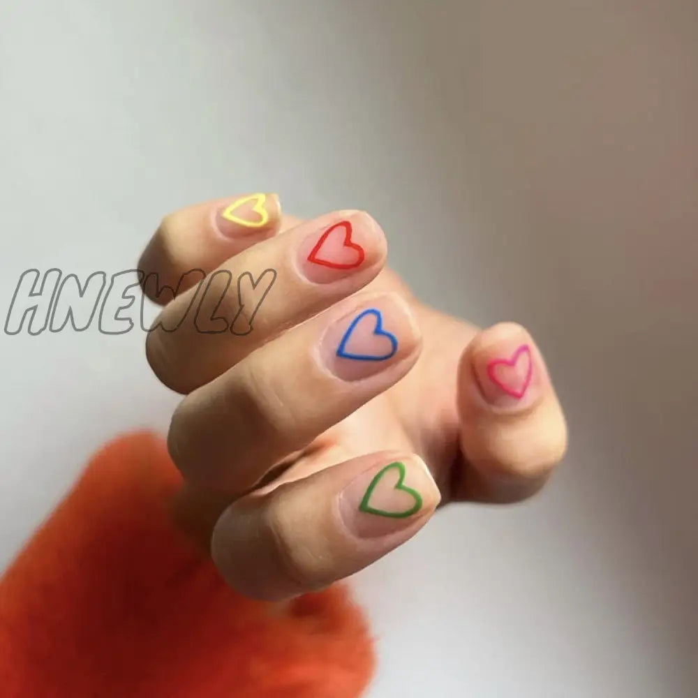 24Pcs Valentine’s Day Detachable False Nails Wearable French Fake Love Pattern Design Full Cover