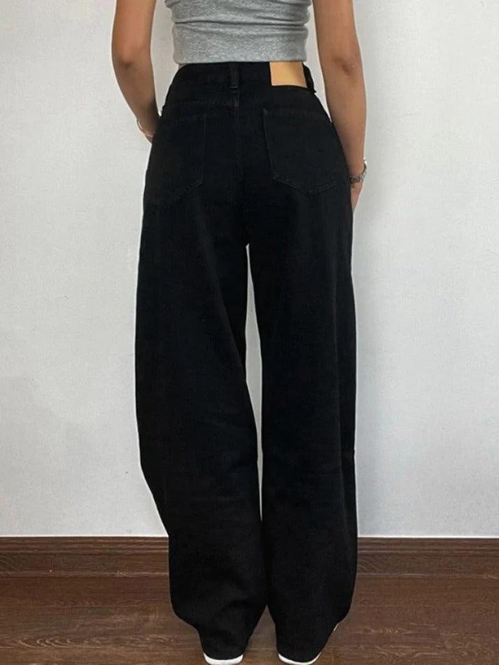 hnewly - Versatile Black High Rise Boyfriend Jeans hnewly