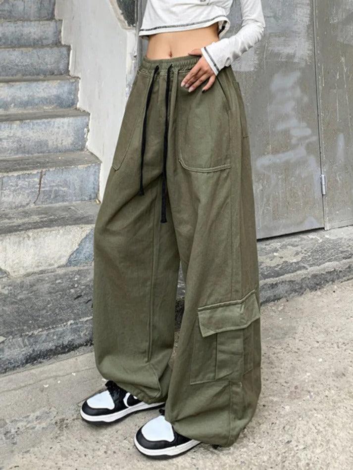 Hnewly - Drawstring Street Baggy Cargo Pants ddbos-shop