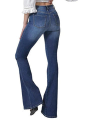 hnewly - Vintage Blue High Elasticity Ripped Flare Jeans hnewly