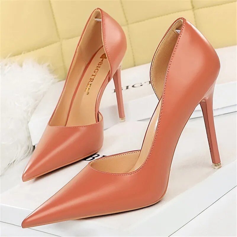 Hnewly New Women 10.5cm High Heels Pumps Wedding Bridal Stiletto Sexy Retro Hollow Heels Lady Scarpins Office Party Nude White Shoes