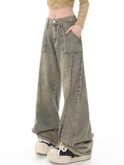 hnewly - Vintage Distressed Wash Splice Boyfriend Jeans hnewly