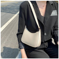 Hnewly New Women's Fashion Handbags Retro Solid Color PU Leather Shoulder Underarm Bag Casual Women Hobos Handbags