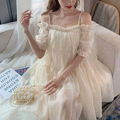 Elegant Fairy Strap Dress Women Sweet Ruffle Designer Casual Party Kawaii Dress Classy Korean Princess Mini Summer Dresses