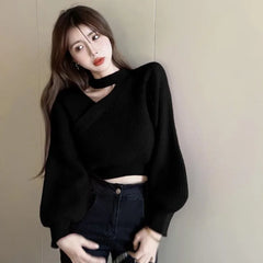 Hnewly Women Christmas Sweater Autumn Winter Long Sleeved Sweater  Warm V-neck Off Shoulder