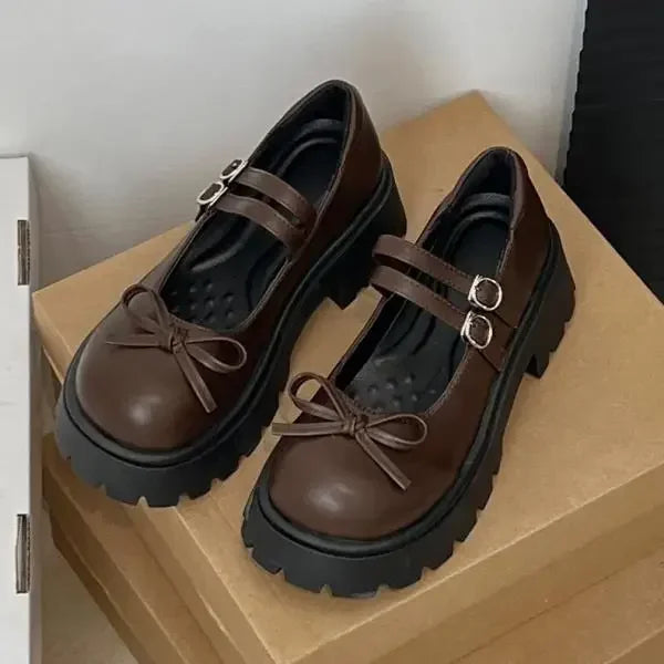 Hnewly cute winter outfits Casual Woman Shoe Round Toe Shallow Mouth Pumps Platform All-Match Female Footwear Bow-Knot Oxfords Heels Comfortable Loafers