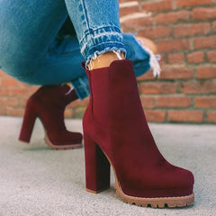 Hnewly Women Shoes Ankle Boots Woman Sexy High Heels Pattern Chunky Heel Shoes Ladies  Female Open Toe Women's Sude Boots