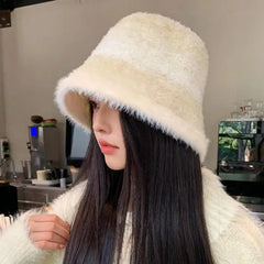 Hnewly cute winter outfits Bucket Hat Women Winter Gradient Knitted Fisherman Cap Female Keep Warm Winter Hats Woman Bob Femme