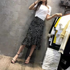 Hnewly Floral Skirts for Women Midi Clothing Maxi Long Chiffon Flare Womens Skirt Fashion Chic and Elegant High Quality Aesthetic Trend