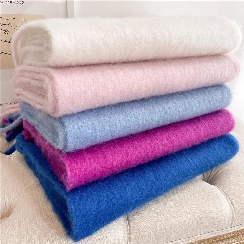 Hnewly Winter Scarf for Women Cashmere Warm Solid Pashmina Blanket Wraps Female Thick Soft Bufanda Big Tassel Shawl Long Poncho Echarpe