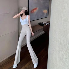 Hnewly Summer Flared Pants Aesthetic Flare Leggings Trousers for Women Korean Style Fluid Fashion High Waist Wide Leg Palazzo Long