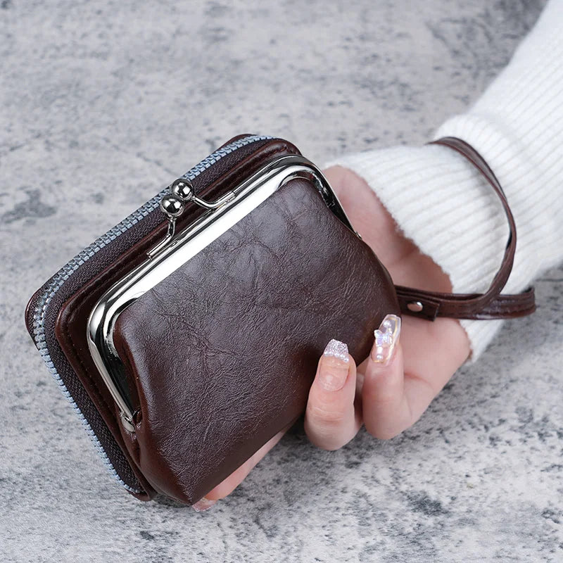 Hnewly New Wallet Women Fashion Wrist Strap Short Coin Purse Large Capacity Coin Clip Bag Multi-card Card Bag Wallet