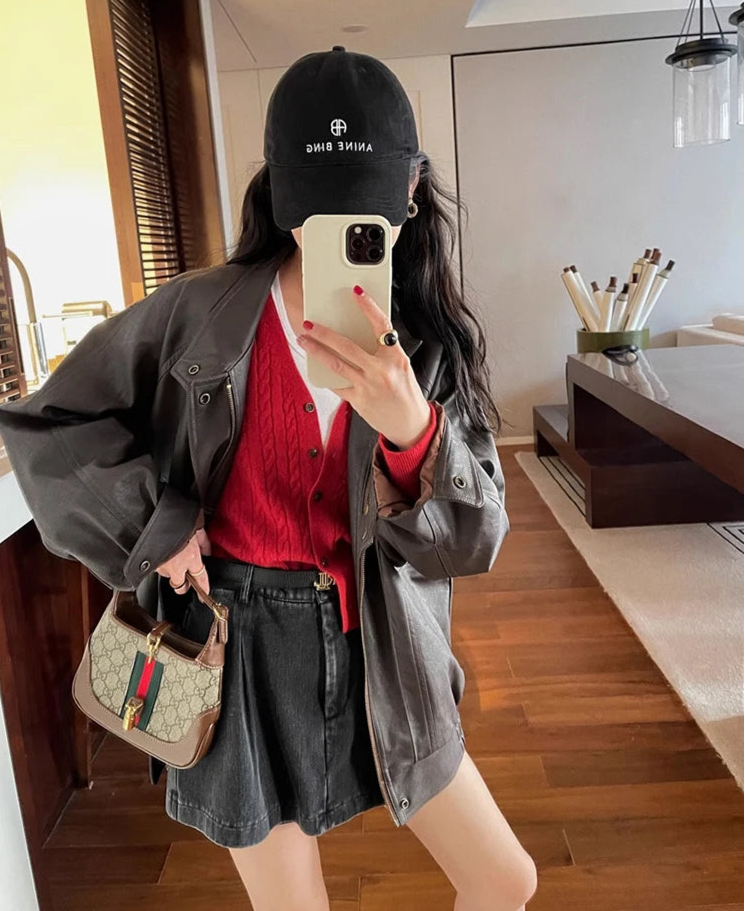 Hnewly trashy outfits Autumn Cool Brown Oversized Leather Jacket Women Drop Shoulder Long Sleeve Zippper High Quality American Retro Clothing