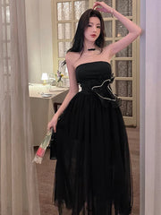 Hnewly DRESS TO IMPRESS Summer Women Evening Dress Black Sexy Chest Wrapping Backless Slim Maxi Dresses Party Gown Birthday Robe Mujer Vestidos Fiesta