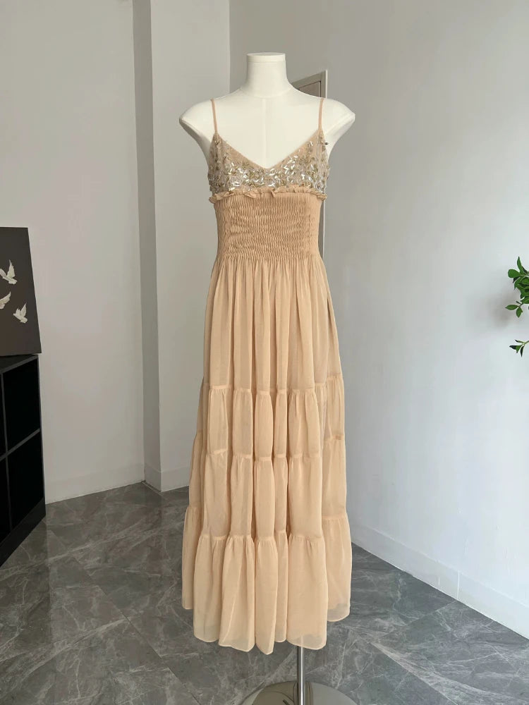 Hnewly DRESS TO IMPRESS French Elegant Midi Dress Women Causal Y2k 2000s Vintage Party Dress Summer Korean Fashion Office Lady Slim One Piece Dress