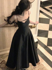 Hnewly DRESS TO IMPRESS Elegant Solid Princess Evening Party Dress French Romantic Black Graduation Robe Korean Summer Spaghetti Strap Wedding Vestidos