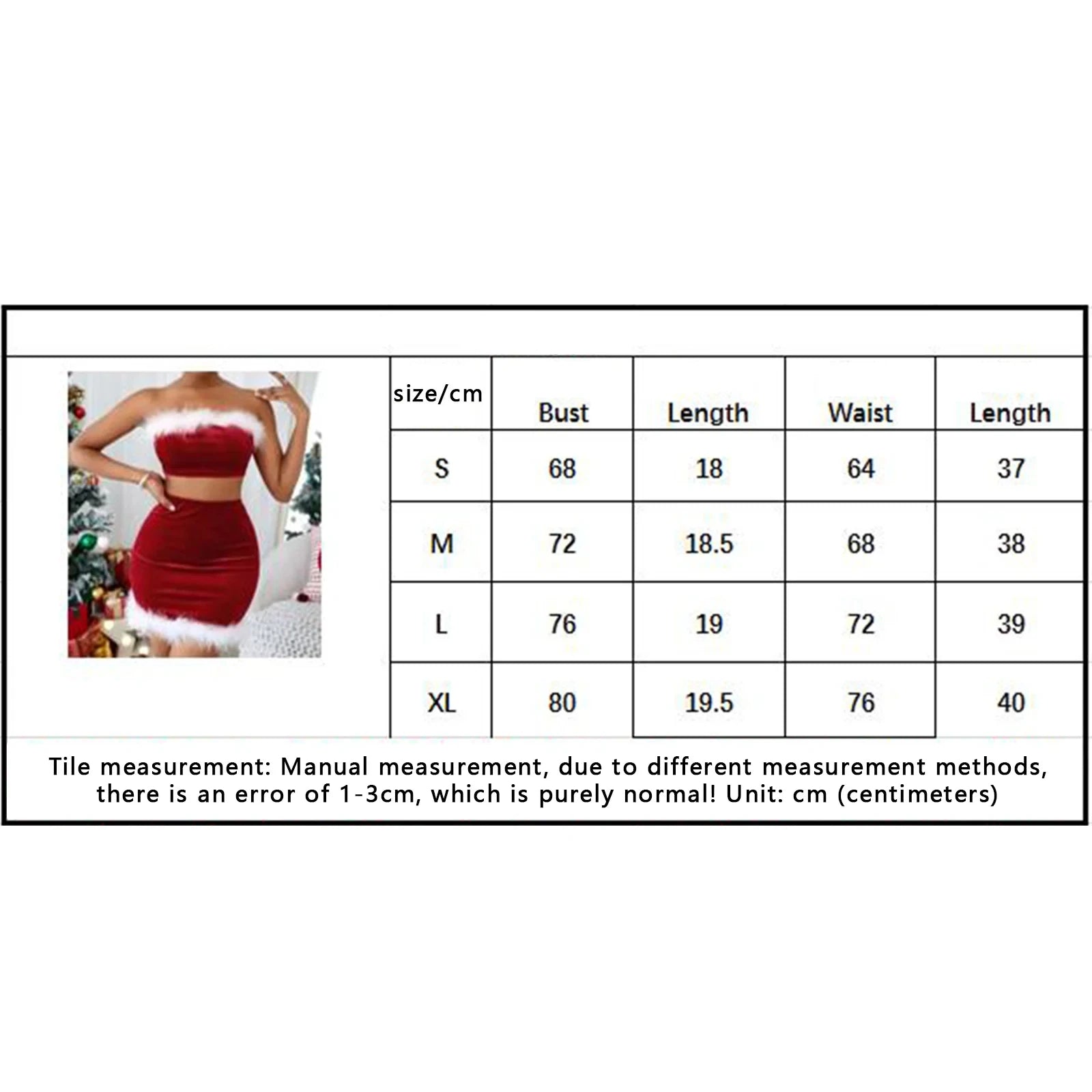 Hnewly Women's Christmas Skirt Sets Red Tube Tops + Bodycon Mini Skirt Festival Costumes Party Dress Sets Y2k Streetwear Clubwear