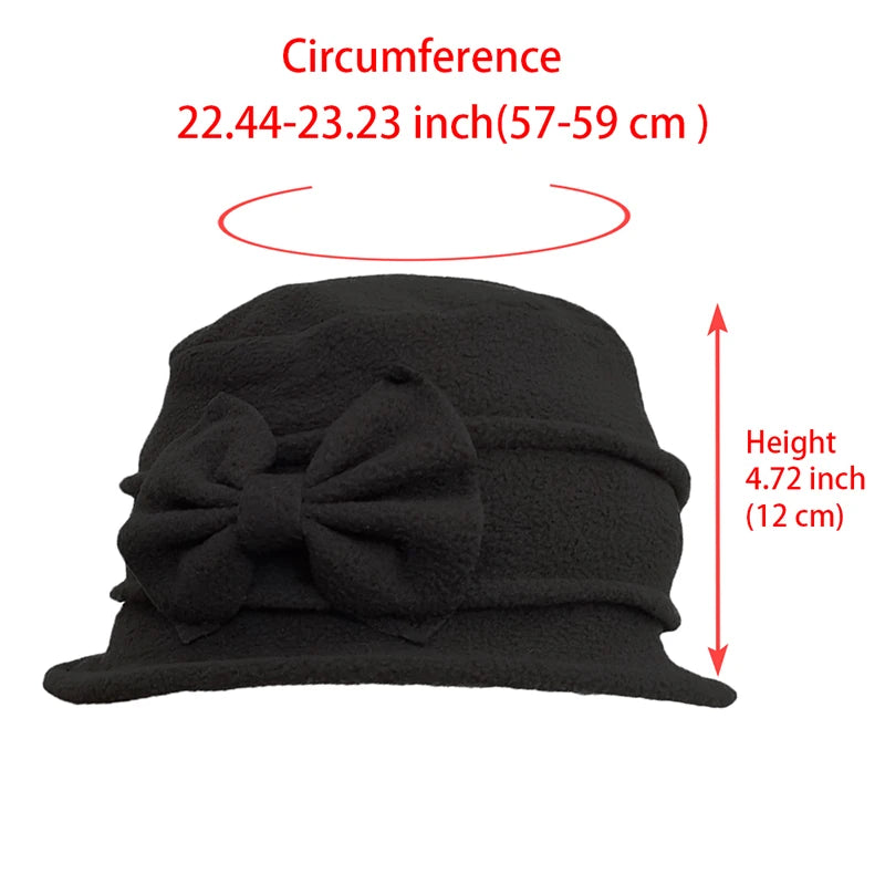 Hnewly church outfit winter Womens Bell Beret Hat French Vintage Floral Fleece Cloche Hat Classic Winter 1920s Bucket Hat