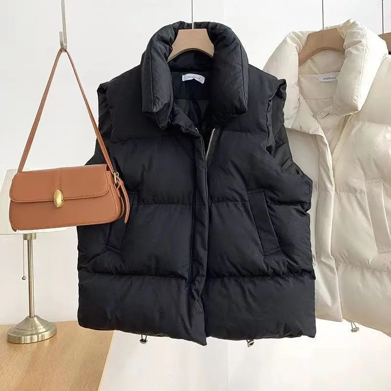 Hnewly cold weather outfits Women Fashion Autumn New Stand Collar Elegant Down Coats Warm Outerwear Casual Belt Sleeveless Winter Women Vests Jackets