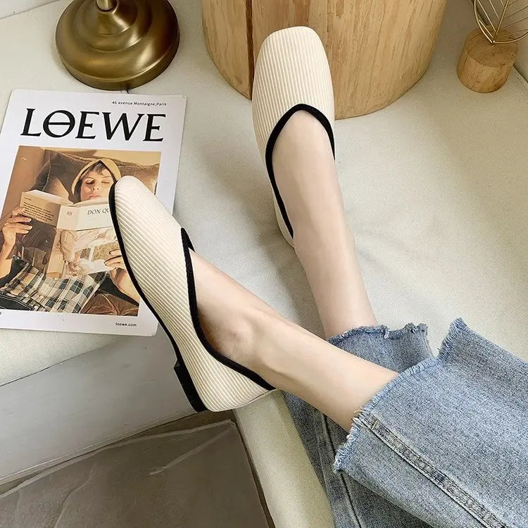 Hnewly 2024 Cotton Fabric Flats Shoes Women Yellow Ballerina Socks Shoes Women Loafers Slip on Flat Heel Mule Shoes Plus Size 43