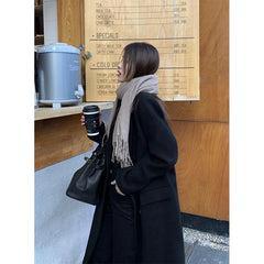 Hnewly outfit inspo winter Long Wool Blends Coats Women Streetwear Black Blazer Korean Quilted Woolen Jackets Winter Elegant Overcoat Thick Outerwear