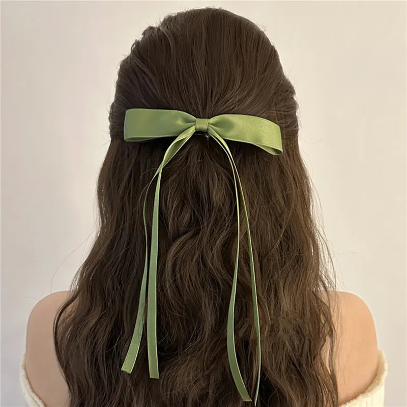 Hnewly Korean Fashion Fabric Hair Bow Hairpin for Women Girls Ribbon Hair Clips Black White Bow Top Clip Female Hair Accessories Gifts