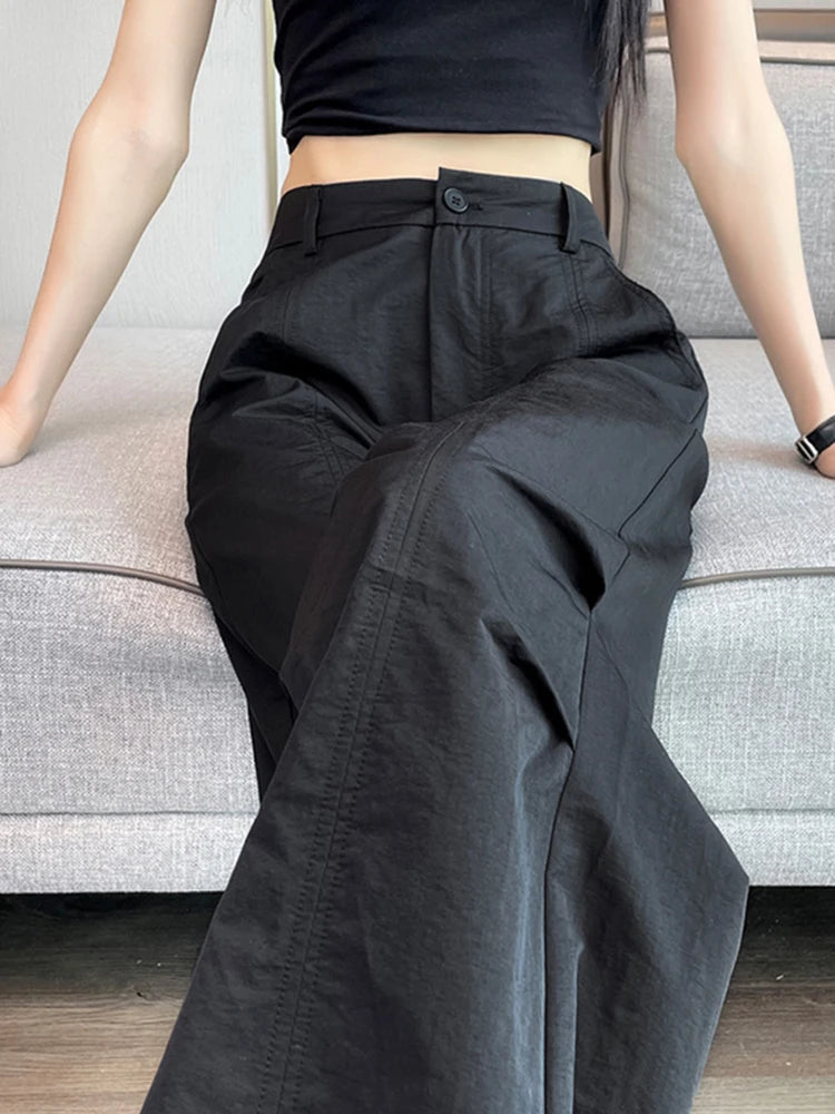 Hnewly Pure Color High Waist Slim Chic Two Ways To Wear Sweatpants Women Summer New Simple Casual Fashion Loose XS-2XL Female Y2K Pants