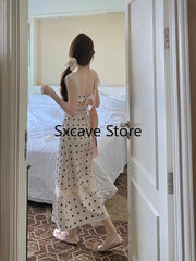 Hnewly Vintage Casual Elegant Midi Dress Women Beach Style Korean Dress Even Party Sleeveless Korean Fashion Clothing Y2k Chic Lace