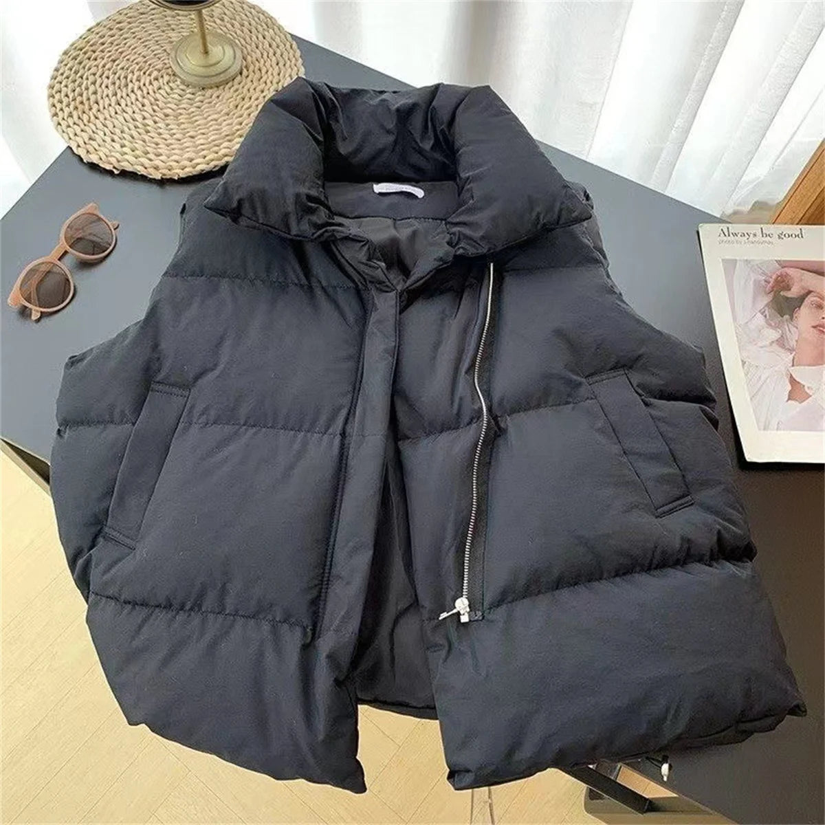 Hnewly cold weather outfits Women Fashion Autumn New Stand Collar Elegant Down Coats Warm Outerwear Casual Belt Sleeveless Winter Women Vests Jackets