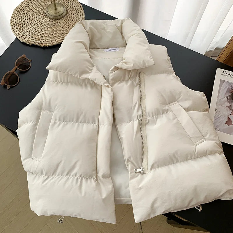 Hnewly warm winter outfits Women Fashion Autumn New Stand Collar Elegant Down Coats Warm Outerwear Casual Belt Sleeveless Winter Women Vests Jackets