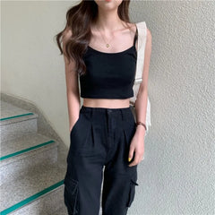 Hnewly Summer Fashion Small Camisole Vest for Women To Wear on The Inside and Outside, Short Strapless Bottom, Sexy Navel Exposed