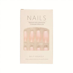 Hnewly 24pcs White Gradient Fake Nails Long Ballet French False Nail Press on Nails Waterproof Faux Fingernails Finished Patch