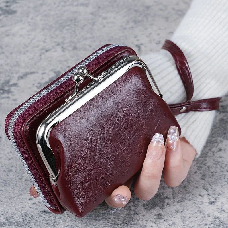 Hnewly New Wallet Women Fashion Wrist Strap Short Coin Purse Large Capacity Coin Clip Bag Multi-card Card Bag Wallet