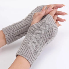 Hnewly Women Stylish Hand Warmer Winter Gloves Arm Crochet Knitting Faux Wool Mitten Warm Fingerless Glove Twist Pattern Women Gloves