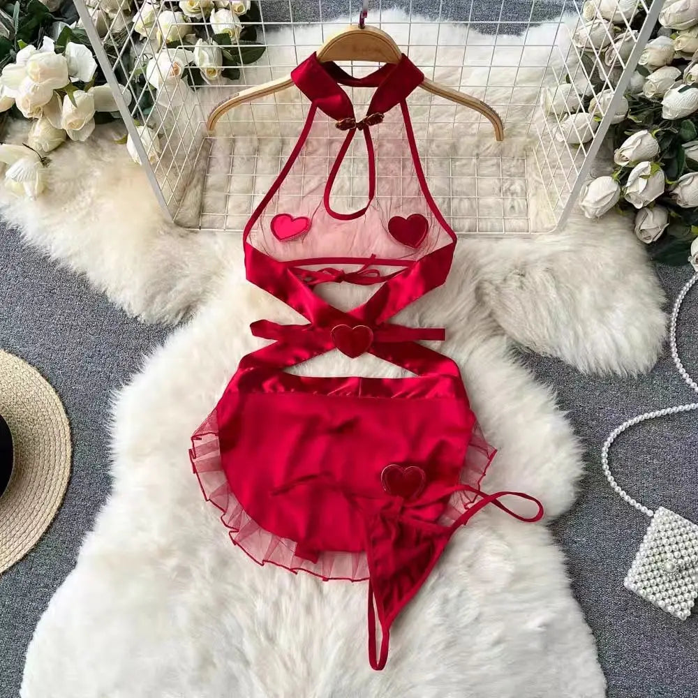 Hnewly New in Christmas Dress Women's Secret Clothes Sexy Slim Red Short Dress Pajama Erotic Lingerie Winter Hotsweet Bodycon Nightwear