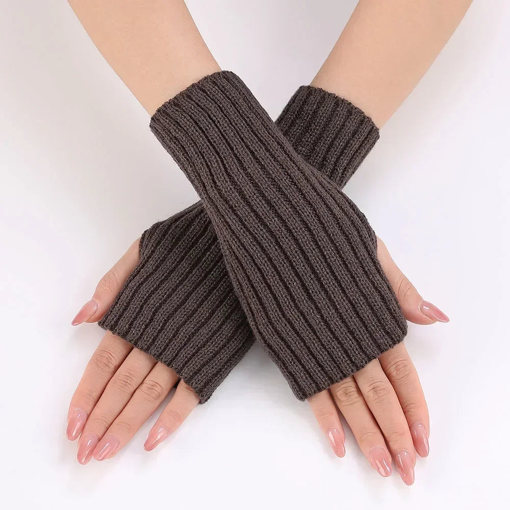 Hnewly Autumn Winter Knitted Woolen Gloves Ins Fashion Y2K Men Women Half Finger Warm Five Pointed Star Fingerless Gloves Unisex