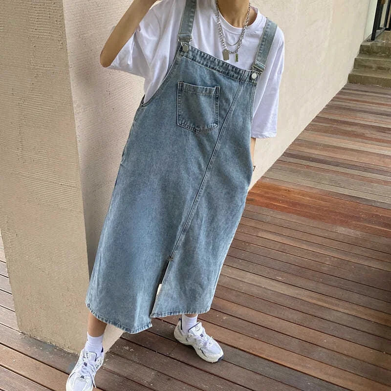 Hnewly Spring Summer Denim Overall Dress Women Sleeveless Jeans Dresses Fashion Female Solid Slip Casual Loose Spaghetti Strap Dresses