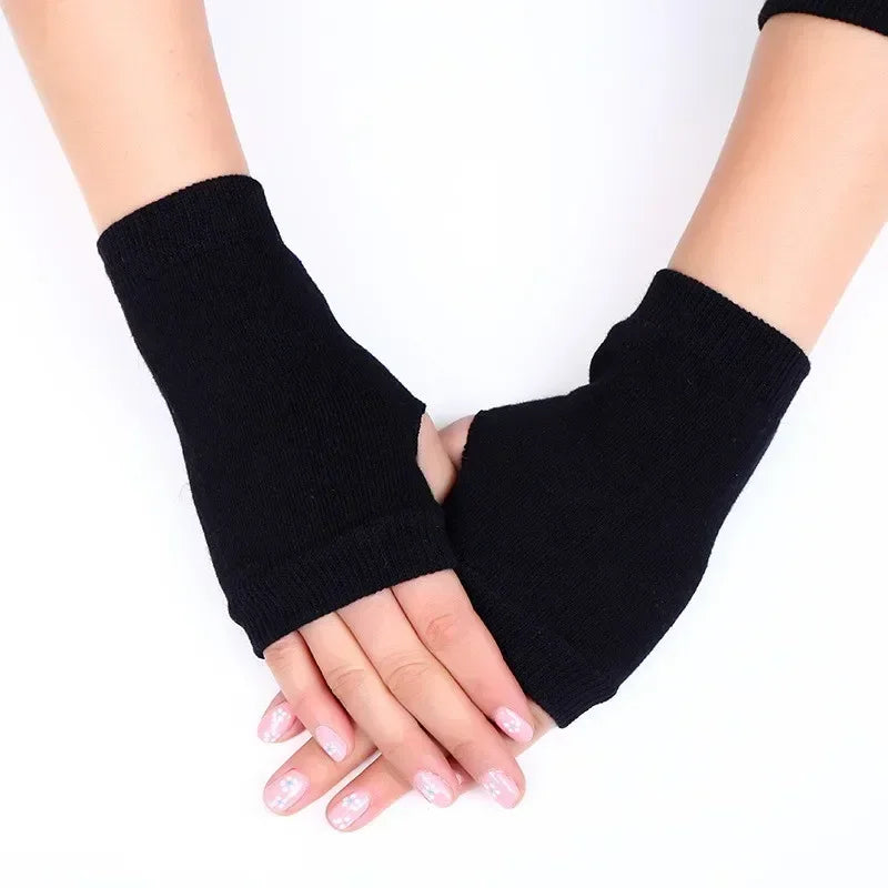 Hnewly Autumn Winter Knitted Woolen Gloves Ins Fashion Y2K Men Women Half Finger Warm Five Pointed Star Fingerless Gloves Unisex