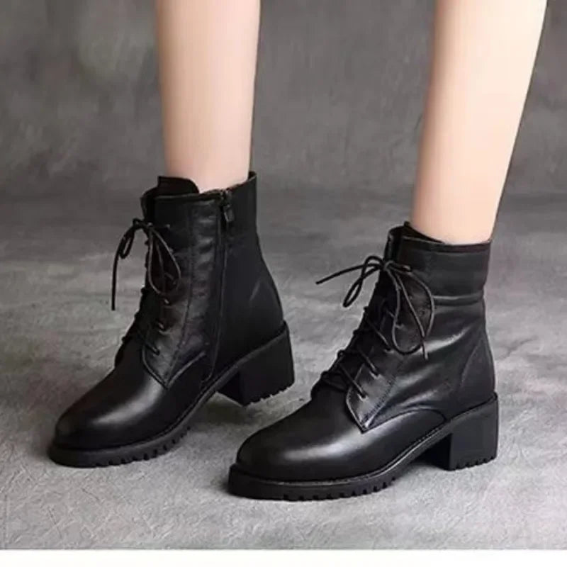 Hnewly High Quality Ladies Shoes Side Zipper Women's Boots Fashion Cross-tied Modern Boots Women Hot Sale Plus Size Ankle Boots