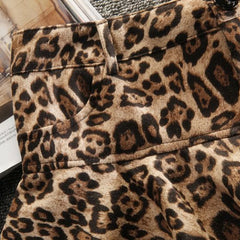 Hnewly Sexy Leopard Print Pleated Skirt Y2k Vintage Style Women High Waist Skirts Ruffle Mini Skirt Brown Female Streetwear