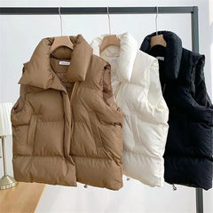 Hnewly cold weather outfits Women Fashion Autumn New Stand Collar Elegant Down Coats Warm Outerwear Casual Belt Sleeveless Winter Women Vests Jackets