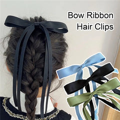 Hnewly Korean Fashion Fabric Hair Bow Hairpin for Women Girls Ribbon Hair Clips Black White Bow Top Clip Female Hair Accessories Gifts