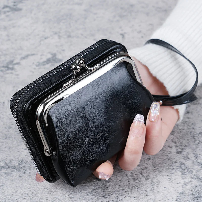 Hnewly New Wallet Women Fashion Wrist Strap Short Coin Purse Large Capacity Coin Clip Bag Multi-card Card Bag Wallet