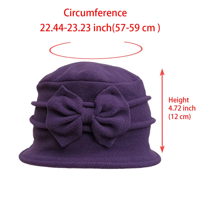 Hnewly church outfit winter Womens Bell Beret Hat French Vintage Floral Fleece Cloche Hat Classic Winter 1920s Bucket Hat