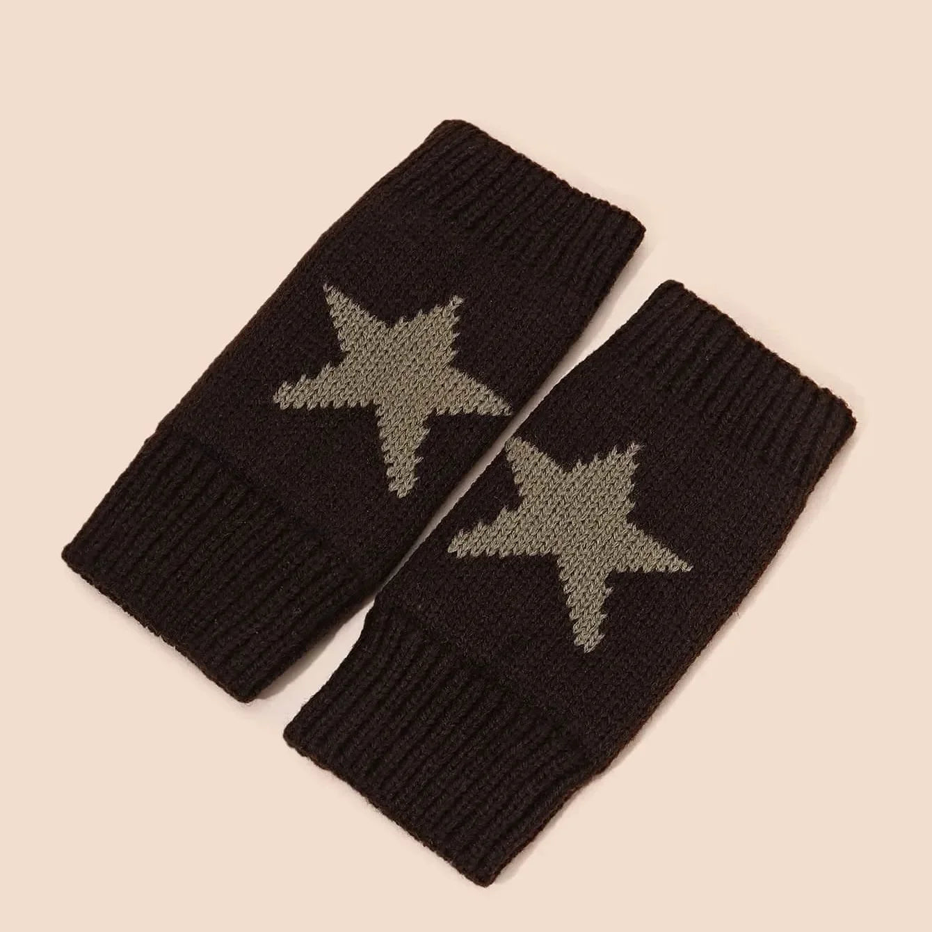 Hnewly Autumn Winter Knitted Woolen Gloves Ins Fashion Y2K Men Women Half Finger Warm Five Pointed Star Fingerless Gloves Unisex