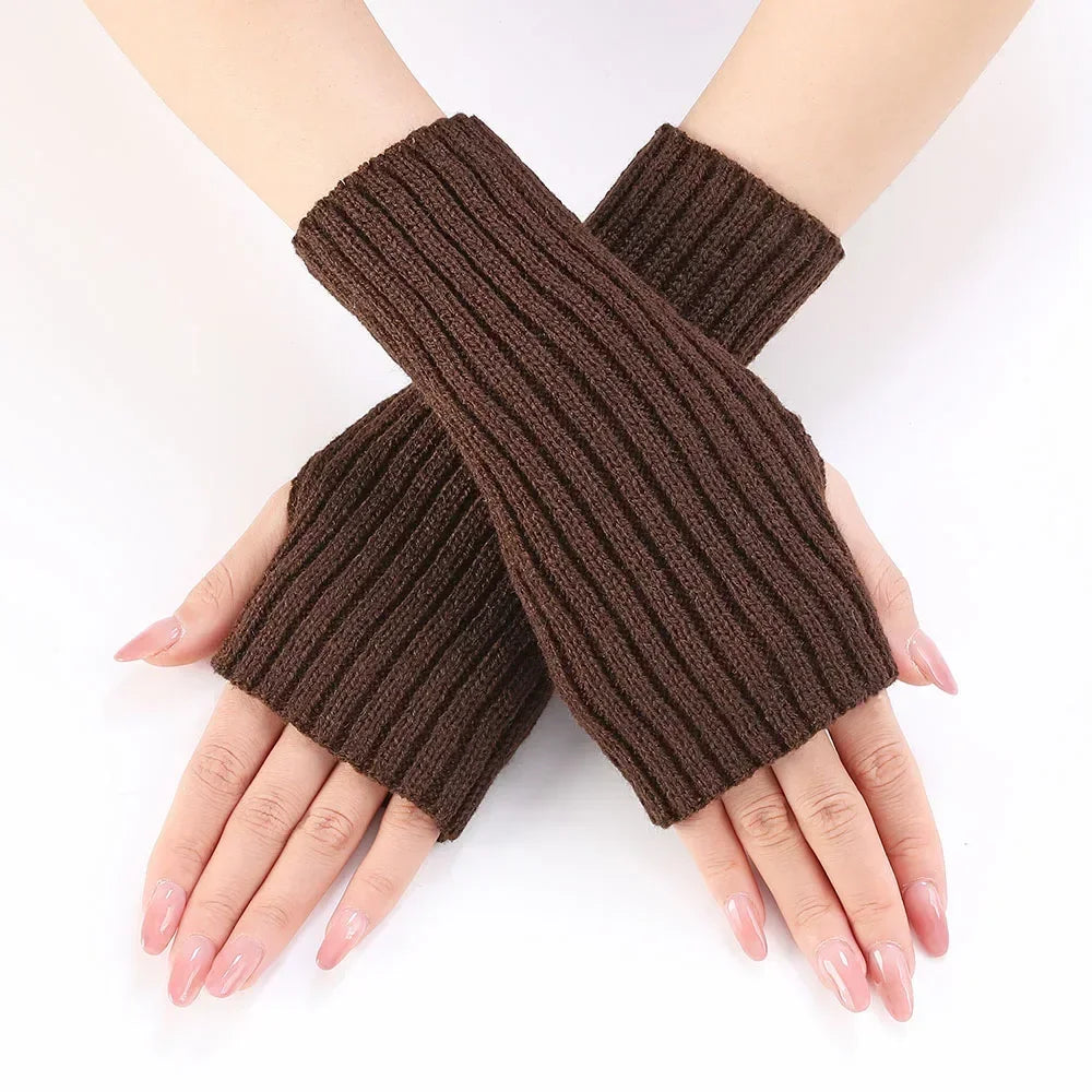 Hnewly Autumn Winter Knitted Woolen Gloves Ins Fashion Y2K Men Women Half Finger Warm Five Pointed Star Fingerless Gloves Unisex