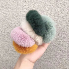 Hnewly Winter Fluffy Fur Elastic Hair Bands Hair Rings For Women Girls Plush Hair Ropes Hairwear Rubber Band Hair Loop Hair Accessories