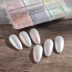 Hnewly Moonlight Mirror Nails Powder Metallic Chrome Effect Pigments Gel Polish Laser Dust Glitter Aurora Shiny Pearl Nail Manicure Dec